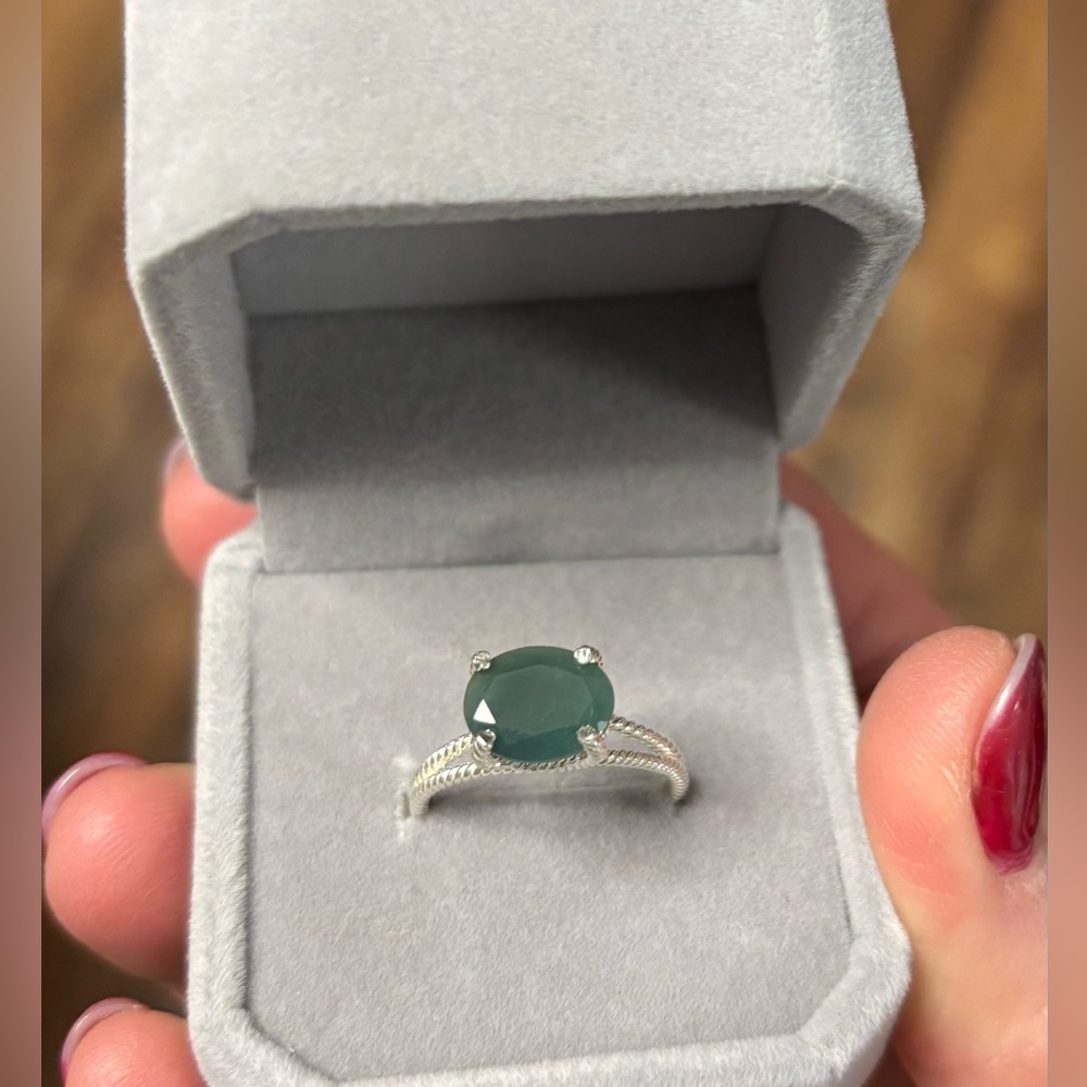 Natural Canary Green Opal Faceted Gem 1.70Ct in 925 Sterling Silver Ring Sz 8